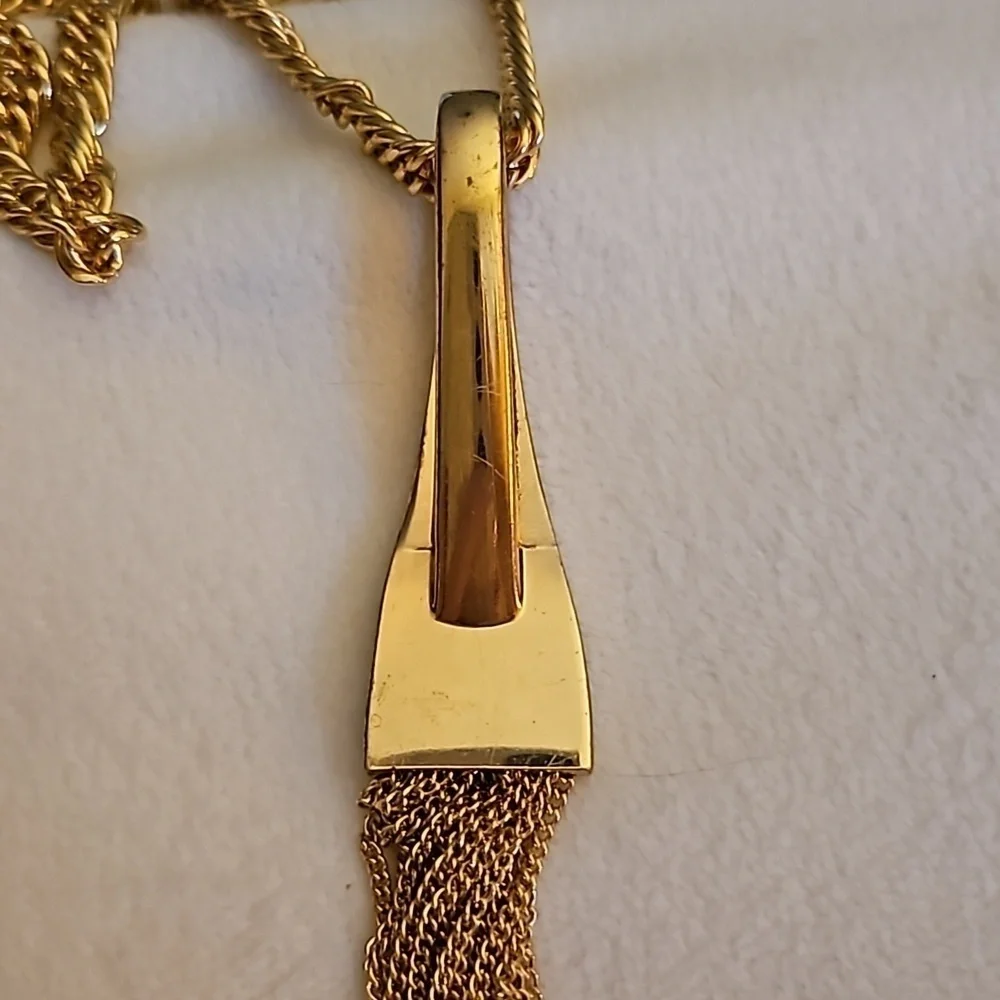 CATO Long Goldtone Tassel Chain Pendant Sweater Necklace